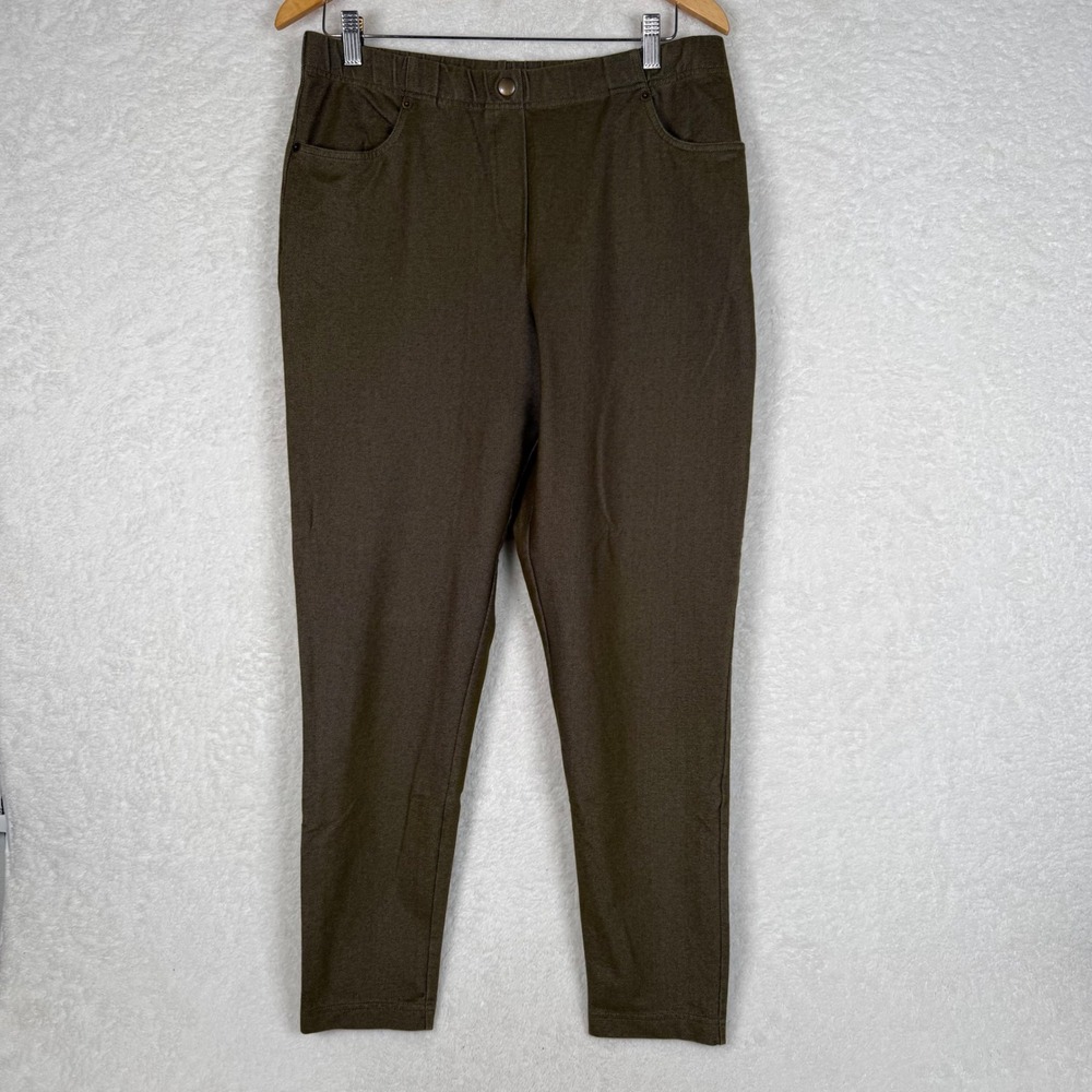 Isaac Mizrahi Live Pants Womens Large Brown Slim Leg Pull On Stretch Knit‎